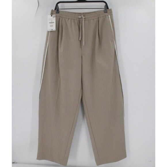 NWT Zara pants men's Large comfort fit jogger waist trousers wide leg pockets - Picture 1 of 12